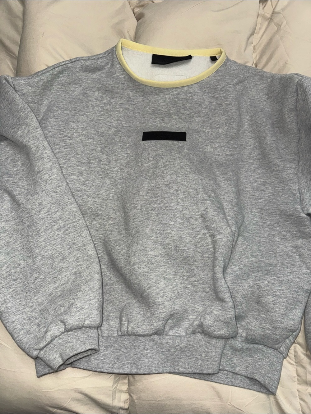 Kid's essentials Light Gray Crewneck Sweatshirt with Yellow Trim